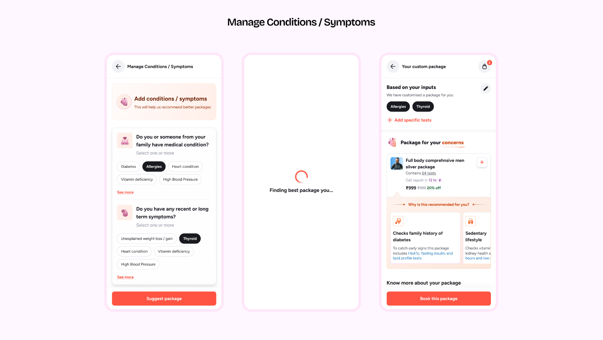 Condition-based recommendations